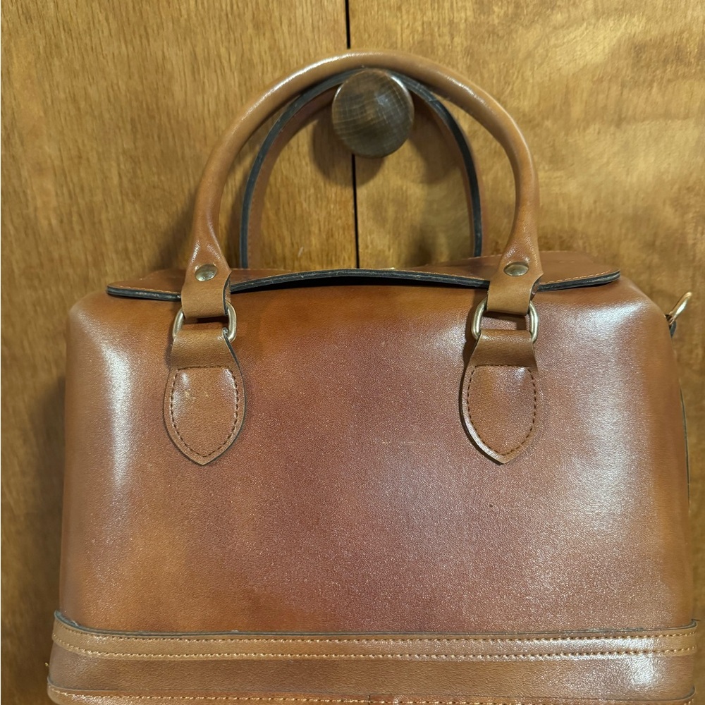 Source Unknown Red And Brown Patterned Satchel - image 3